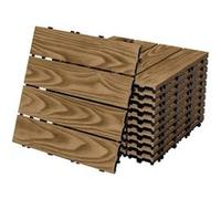 ECD Germany Dalles de Terrasse WPC 30 x 30 cm/33 pièces = 3 m², Teck, Aspect Bois, avec Système Clipsable et Drainage, Antidérapant, Intérieur/Extérieur, Carreaux de Jardin Revêtement de Sol