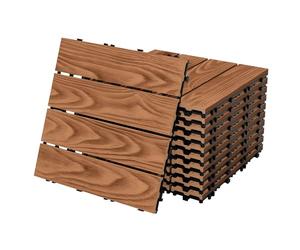 ECD Germany Dalles de Terrasse WPC 30 x 30 cm/44 pièces = 4 m², Marron Clair, Aspect Bois, avec Système Clipsable et Drainage, Antidérapant, Intérieur/Extérieur, Carreaux de Jardin Revêtement de Sol