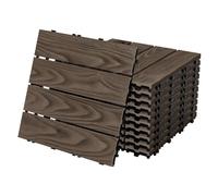 ECD Germany Dalles de Terrasse WPC 30x30 cm/22 pièces = 2m² Marron Foncé Aspect Bois avec Système Clipsable Drainage Antidérapant