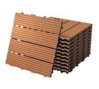ECD Germany Dalles de terrasse WPC 30x30cm 44 pièces 4m² marron clair aspect de bois système à clic et drainage antidérapant intérieur extérieur revêtement de sol carreaux pour terrasse jardin balcon 