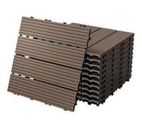 ECD Germany Dalles de terrasse WPC 30x30cm 44 pièces 4m² marron foncé aspect de bois système à clic et drainage antidérapant intérieur extérieur revêtement de sol carreaux pour terrasse jardin balcon