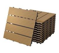Dalles de terrasse WPC 30x30cm 55 pièces 5m² teck aspect de bois système à clic et drainage antidérapant intérieur extérieur revêtement de sol