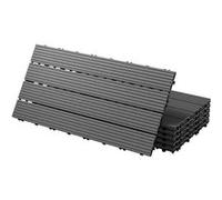 ECD Germany Dalles de terrasse WPC 60x30cm 18 pièces 3m² anthracite aspect de bois système à clic et drainage antidérapant intérieur extérieur revêtement de sol carreaux pour terrasse jardin balcon An