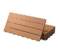 Dalles de terrasse WPC 60x30cm 6 pièces 1m² marron clair aspect de bois système à clic et drainage antidérapant intérieur extérieur revêtement de sol