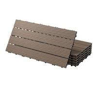 ECD Germany Dalles de terrasse WPC 60x30cm 6 pièces 1m² marron foncé aspect de bois système à clic et drainage antidérapant intérieur extérieur revêtement de sol carreaux pour terrasse jardin balcon B