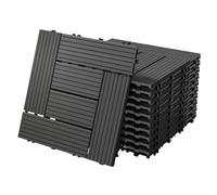 ECD Germany Dalles Terrasse Clipsables WPC 30x30 cm/22 pièces=2m² Anthracite Mosaïque Aspect Bois Carreaux avec Système à Clic et Drainage Revêtement de Sol Carrelage Lames Patio Jardin Extérieur