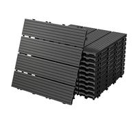 ECD Germany Dalles Terrasse Clipsables WPC 30x30 cm/44 pièces=4m² Anthracite Strié Aspect Bois Carreaux avec Système à Clic et Drainage Revêtement de Sol Carrelage Lames Patio Jardin Extérieur