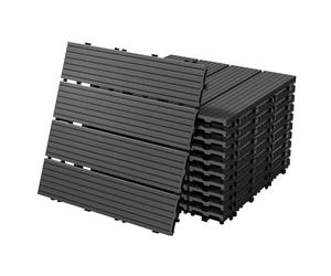 ECD Germany Dalles Terrasse Clipsables WPC 30x30 cm/44 pièces=4m² Anthracite Strié Aspect Bois Carreaux avec Système à Clic et Drainage Revêtement de Sol Carrelage Lames Patio Jardin Extérieur