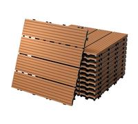 ECD Germany Dalles Terrasse Clipsables WPC 30x30 cm/44 pièces=4m² Marron Clair Strié Aspect Bois Carreaux avec Système à Clic et Drainage Revêtement de Sol Carrelage Lames Patio Jardin Extérieur