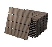 ECD Germany Dalles Terrasse Clipsables WPC 30x30 cm/55 pièces=5m² Marron Foncé Strié Aspect Bois Carreaux avec Système à Clic et Drainage Revêtement de Sol Carrelage Lames Patio Jardin Extérieur