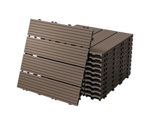 ECD Germany Dalles Terrasse Clipsables WPC 30x30 cm/55 pièces=5m² Marron Foncé Strié Aspect Bois Carreaux avec Système à Clic et Drainage Revêtement de Sol Carrelage Lames Patio Jardin Extérieur