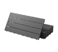 ECD Germany Dalles Terrasse Clipsables WPC 60x30 cm/12 pièces=2m² Anthracite Strié Aspect Bois Panneaux avec Système à Clic et Drainage Revêtement de Sol Carrelage Lames Patio Jardin Extérieur