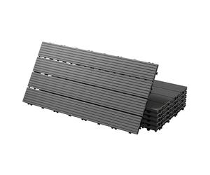 ECD Germany Dalles Terrasse Clipsables WPC 60x30 cm/12 pièces=2m² Anthracite Strié Aspect Bois Panneaux avec Système à Clic et Drainage Revêtement de Sol Carrelage Lames Patio Jardin Extérieur