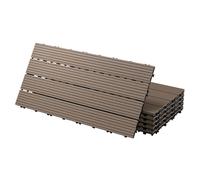 ECD Germany Dalles Terrasse Clipsables WPC 60x30 cm/6 pièces=1m² Marron Foncé Strié Aspect Bois Panneaux avec Système à Clic et Drainage Revêtement de Sol Carrelage Lames Patio Jardin Extérieur