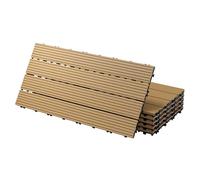 ECD Germany Dalles Terrasse Clipsables WPC 60x30 cm/6 pièces=1m² Teck Strié Aspect Bois Panneaux avec Système à Clic et Drainage Revêtement de Sol Carrelage Lames Patio Jardin Extérieur