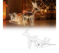 ECD Germany Décoration Renne LED avec Traîneau, 504 LEDs, Guirlande en Tube PVC, 273x77 cm, Blanc Chaud, pour Intérieur/Extérieur, Figurine Décoration de Noël, Ornament Illuminé pour Fenêtre, Jardin