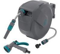 ECD Germany Enrouleur de Tuyau d'Eau Mural, 15m+1,5m, avec Arrêt de Blocage et 9 Fonctions Grau