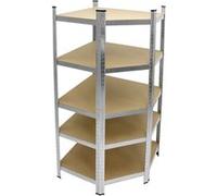 ECD Germany Étagère d'angle renforcée 180x70x40 cm acier galvano-zingué charge 750 kg 5 plateaux en mdf rayonnage métallique de stockage pour garage et cave système de rangement sans vis robuste Silbe