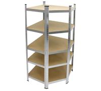 ECD Germany Etagère d'Angle Robuste - 180x70x40 cm - Chargeable jusqu'à 750kg - Cadre en Métal Galvanisé - 5 Panneaux MDF