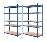 Etagère de rangement garage ECD Germany 2x Etagère de rangement garage stockage charge lourde en métal bleu 200x100x50cm