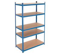 ECD Germany Étagère de Rangement - 200x100x50 cm - Capacité max. 875 kg - 5 Tablettes MDF - Rayonnage Métallique Bleu
