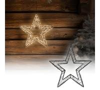 ECD Germany Étoile de Noël Décorative à Suspendre 38 cm Noir avec 500 LED Blanc Extra Chaud, IP44 Étanche, Ornement Lumineux Hivernale en Métal, avec Éclairage et Minuterie pour Intérieur/Extérieur