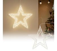 ECD Germany Étoile Lumineuse LED 50cm avec 1440 diodes Blanc Chaud et Minuterie, Intérieur/Extérieur, IP44 Étanche, Décoration Guirlande Brillante de Noël en Métal Suspendue, pour Fenêtre