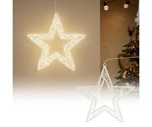 ECD Germany Étoile Lumineuse LED 50cm avec 1440 diodes Blanc Chaud et Minuterie, Intérieur/Extérieur, IP44 Étanche, Décoration Guirlande Brillante de Noël en Métal Suspendue, pour Fenêtre