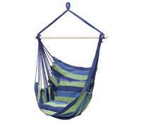 ECD Germany Fauteuil suspendu - avec 2 coussins - jusqu'à 120 kg - Bleu/Vert - en coton / bois dur