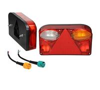ECD Germany Feux Arrière Remorque 12V Marque E11 Connexion à Baïonnette Réflecteur Triangulaire Clignotant Feu de Brouillard Éclairage Plaque Immatriculation Feu de Recul Imperméable avec 7 Fonctions