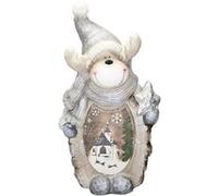 ECD Germany Figurine de Renne avec Éclairage LED 51cm, Blanc Chaud, Chapeau et Écharpe Argent G