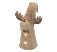 ECD Germany Figurine Élan de Noël avec Éclairage LED, Décoration Intérieur | Renne LED avec Bonnet, Hauteur Réglable de 45 cm à 63 cm, Fonctionne à Piles, Statuette Décorative en Magnésie, Marron