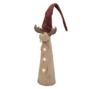 ECD Germany Figurine Élan de Noël avec Éclairage LED, Décoration Intérieur | Renne LED avec Bonnet, Hauteur Réglable de 80 cm à 113 cm, Fonctionne à Piles, Statuette Décorative en Magnésie, Marron