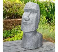 ECD Germany Figurine Moai Tête de Rapa NUI 53,5 cm de Haut, Gris, en Polyrésine Résistant aux Intempéries, Statue Décorative Île de Pâques Ornement de Jardin Sculpture pour Intérieur et Extérieur