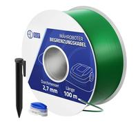 ECD Germany Fil de délimitation universel de 100 m pour robot tondeuse + 350 piquets, 12 connecteurs de câble, cuivre étamé, fil de délimitation pour robot tondeuse, compatible avec Gardena Bosch