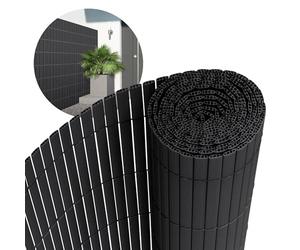 ECD Germany Filet de Protection Visuelle PVC 140x400 cm, Anthracite, Brise-Vue Triple Renforcement, Pare-Vent, Canisse Opaque Étanche/Résistant aux UV, Natte Cache-Clôture pour Jardin Balcon Terrasse