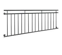 ECD Germany Garde-corps Balcon Français - 225 x 90 cm - Anthracite - en Acier Inoxydable - avec 16 Barres Transversales - Appui Rambarde Balustrade Grille de Sécurité Balcon - Mate et Rugueuse