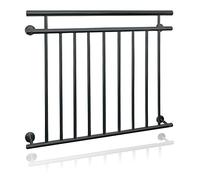 ECD Germany Garde-corps Balcon Français - 90 x 128 cm - Anthracite - en Acier Inoxydable - avec 9 Barres Transversales - Appui Rambarde Balustrade Grille de Sécurité Balcon - Mate et Rugueuse