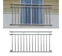 ECD Germany Garde-corps Balcon Français - 90 x 156 cm - avec 11 Barres Transversales - Appui Rambarde Balustrade - Grille de Sécurité Balcon en Acier Inoxydable - pour Balcon Terrasse Fenêtre