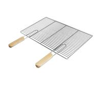 ECD Germany Grille de barbecue en acier inoxydable 54 x 34 cm Rectangulaire avec poignées en bois