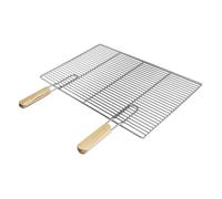 ECD Germany Grille de barbecue en acier inoxydable 60 x 40 cm Rectangulaire avec poignées en bois