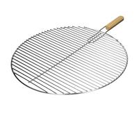 ECD Germany Grille de Coussin Universelle en Acier Inoxydable Gril Barbecue Maille Ronde - 54,5 cm - avec Poignée en Bois