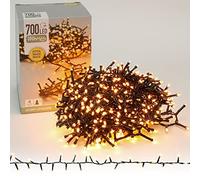 ECD Germany Guirlande Lumineuse LED Cluster 14m 700 LED Extra Blanc Chaud, 8 Modes, Alimentation Électrique, IP-44 Étanche, Intérieur/Extérieur, Éclairage de Noël, Chaine pour Sapin, Fête, Mariage