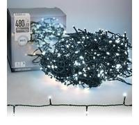 ECD Germany Guirlande Lumineuse LED Cluster 36m, 480 LED Blanc Froid, Minuterie et 8 Modes d'Éclairage, Alimentation Électrique, IP44, Intérieur/Extérieur, Éclairage Arbre de Noël Chaîne en Grappe