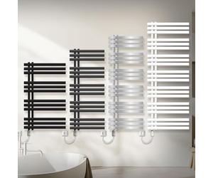 ECD Germany Iron EM Design Radiateur Electrique Blanc - avec Elément Chauffant Blanc 900W - 600 x 1600 mm - Connexion Latéral - Kit de Montage Mural Inclus - Sèche-Serviettes Salle de Bain
