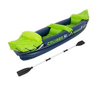 ECD Germany Kayak Gonflable Cruiser X1, pour 2 Personnes, 318x80x55 cm, Vert/Blanc/Bleu, en Plastique, avec Pagaie Double en Aluminium, Unisexe-Adulte, Bateau d'air Loisirs Canoë d'avion Paddle Boat