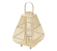 ECD Germany Lanterne en Bambou 63.5 cm, Photophore Naturel avec Poignée et Insert en Verre, Style bohème pour Jardin ou Salon, Porte-Bougie Tressé Décoratif Extérieur Intérieur, Ambiance Chaleureuse