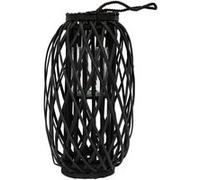 Lanterne Rotin 50 x Ø 28 cm Poignée Bois Naturel Noir Aspect Vannerie Osier