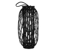 ECD Germany Lanterne Rotin 60 x Ø 27 cm Poignée Bois Naturel Noir Aspect Vannerie Osier Schwarz