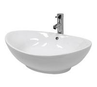 ECD Germany Lavabo en Céramique Blanc 590x390x200 mm avec Garniture de Vidage 1 1/4 Blanc G